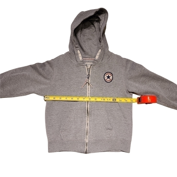 CONVERSE Kids Full Zip Grey Hoodie Size L 6-7 Yrs - Picture 5 of 6